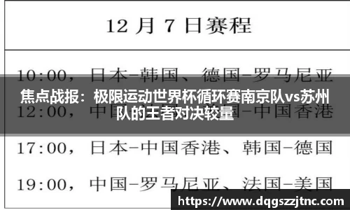 焦点战报：极限运动世界杯循环赛南京队vs苏州队的王者对决较量